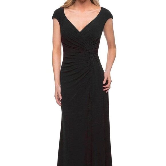 NWT La Femme 29814SC  Jersey Mother of the Bride Dress Black size 18 - Picture 1 of 8